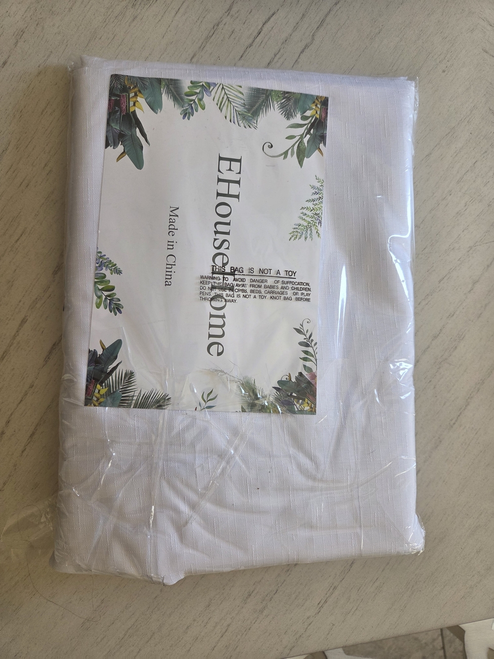 EHouseHome Heavy Duty Fabric Tablecloth with White Lace 60 x 84Inch
